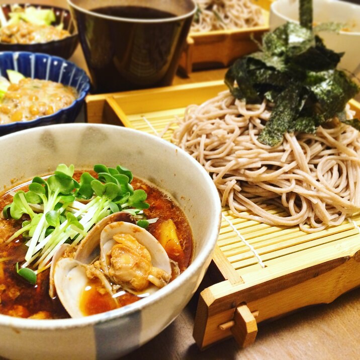 あさりと赤味噌で深川めし風のつけ蕎麦(アレンジ有り
